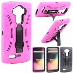 Wholesale LG G4 Armor Hybrid with Stand (Hot Pink)